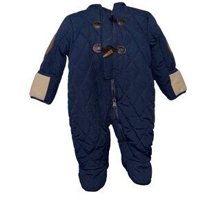 Perry Ellis Boy Quilted Hooded Snowsuit 3/6M Navy & Beige